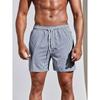 2026 Summer Men's Quick-drying Blue & White Stripe Beach Bermuda Shorts with Elastic Waist
