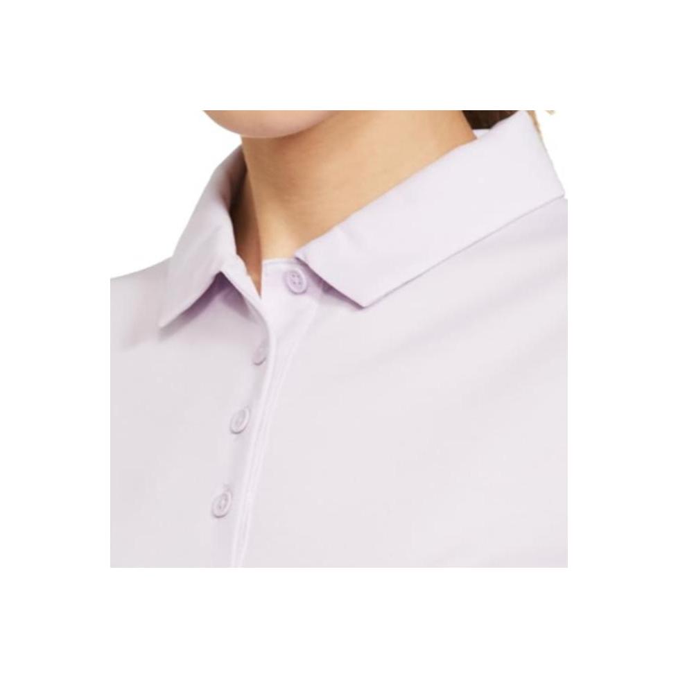 Nike Solid Color Logo Print Half Button Pullover Long Sleeve Polo Shirt Women Tops Pink Purple DH2317-530