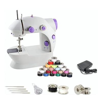 Mini máquina de coser con luz LED y batería, de plástico y acero inoxidable, para niños, ideal para el hogar.