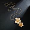 Fashionable and Minimalist Metal Pleated Flower Pendant Necklace, One-piece Flower Long Collarbone Chain Necklace