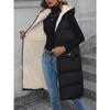 Zip-up Hoodie Puffy Vest, Casual Sleeveless Slant Pockets Warm Midi Vest For Fall & Winter, Women's Clothing