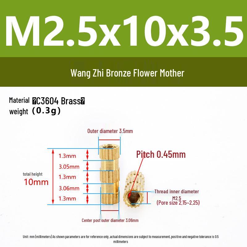 M1-M10 Knurled Brass Heat Insert Nut for Injection Molding