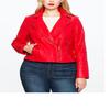 NOORA Women's Plus Size Red Leather Jacket