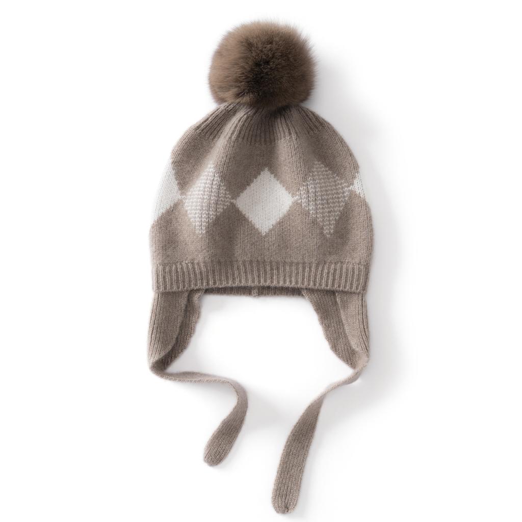 Cashmere hat women's knitted bag head shows the face, small warm casual wool hat, autumn and winter shopping high-end ear protection hat