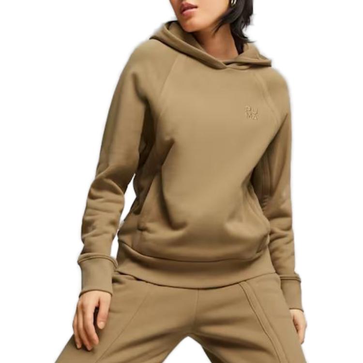 Puma Bluzy Damskie Brązowe Z Kapturem Średnie Regularne 621444-85