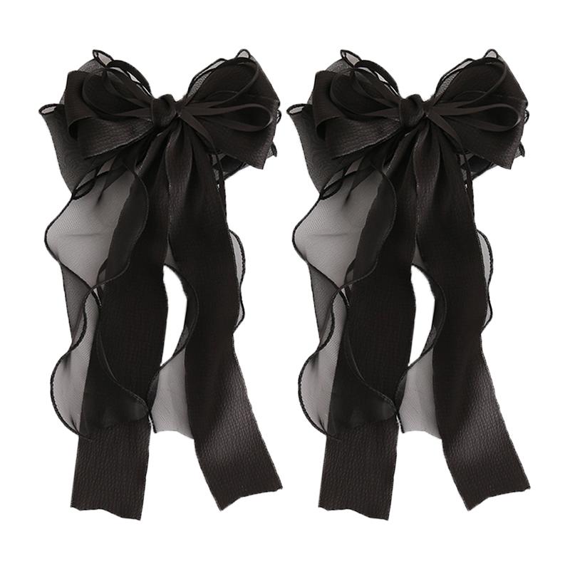 Streamer Bow Hair Clip Women Sweet Half-tie Hair Spring Clip Versatile Fashion Hair Accessories