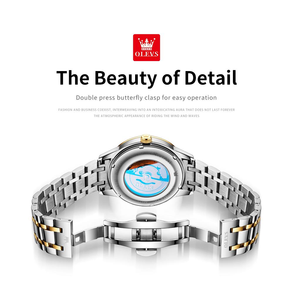 OLEVS Men's Watches Top Brand Business Fashion Original Automatic Mechanical Watch for Man Simplified Arabic Scale Waterproof