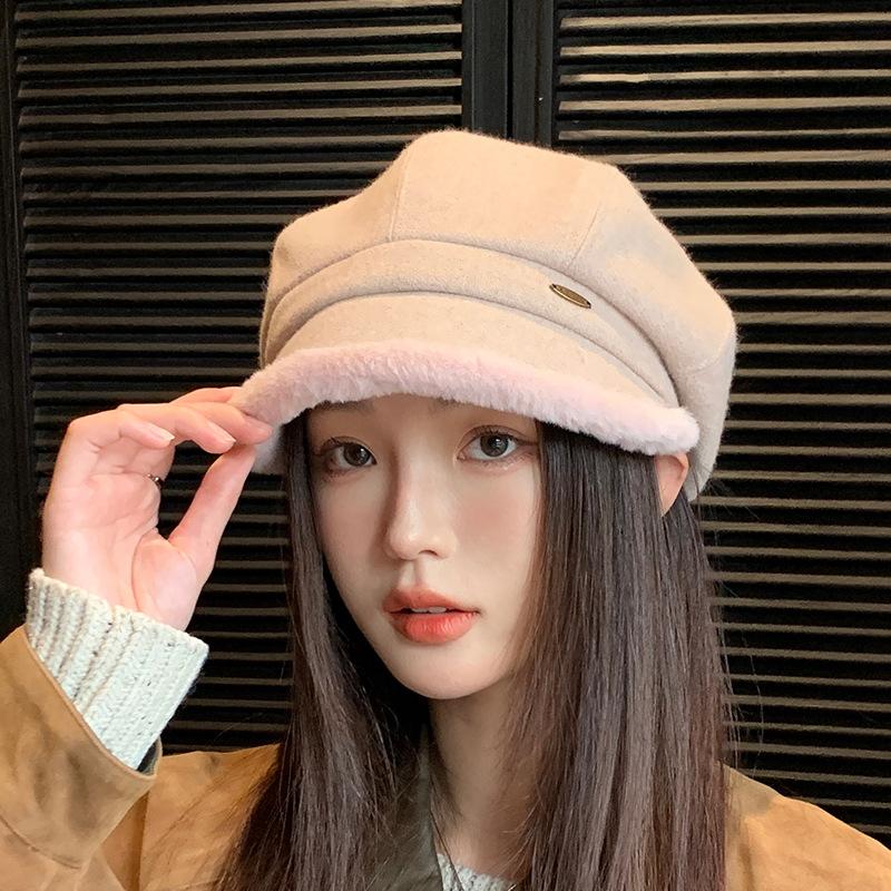 Fleece Thickened Plush Octagonal Hat 2025 New Cold and Warm Plush Pile Painter Hat