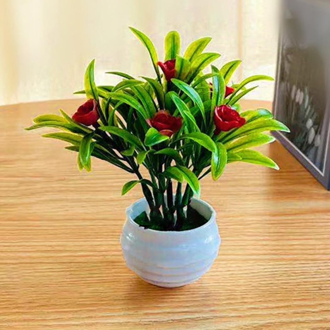 

Искусственный цветок поддельные ложные растения цветы сад с горшком открытый декор красный