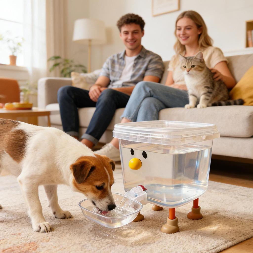 Automatic Pet Water Dispenser - SmileFace Dog Water Fountain, Non-Slip Auto Feeder for Puppies & Cats, Random Color