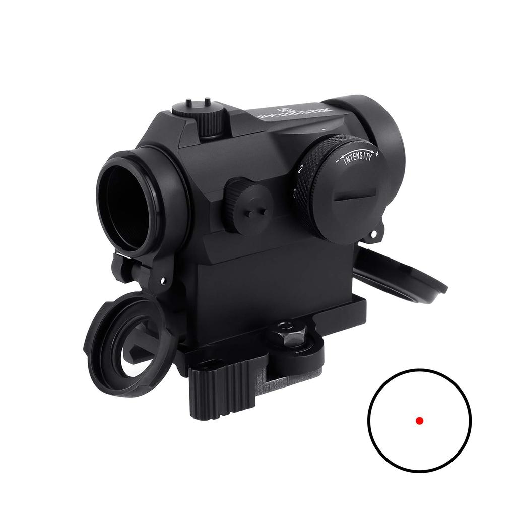 FOCUHUNTER 1x24 Dot Dimming Red Dot 2MOA Red Quick Release 20mm Rail Replica Optical Authentic Model for Outdoor Activities T-1 Sight, 11-Level Sight,