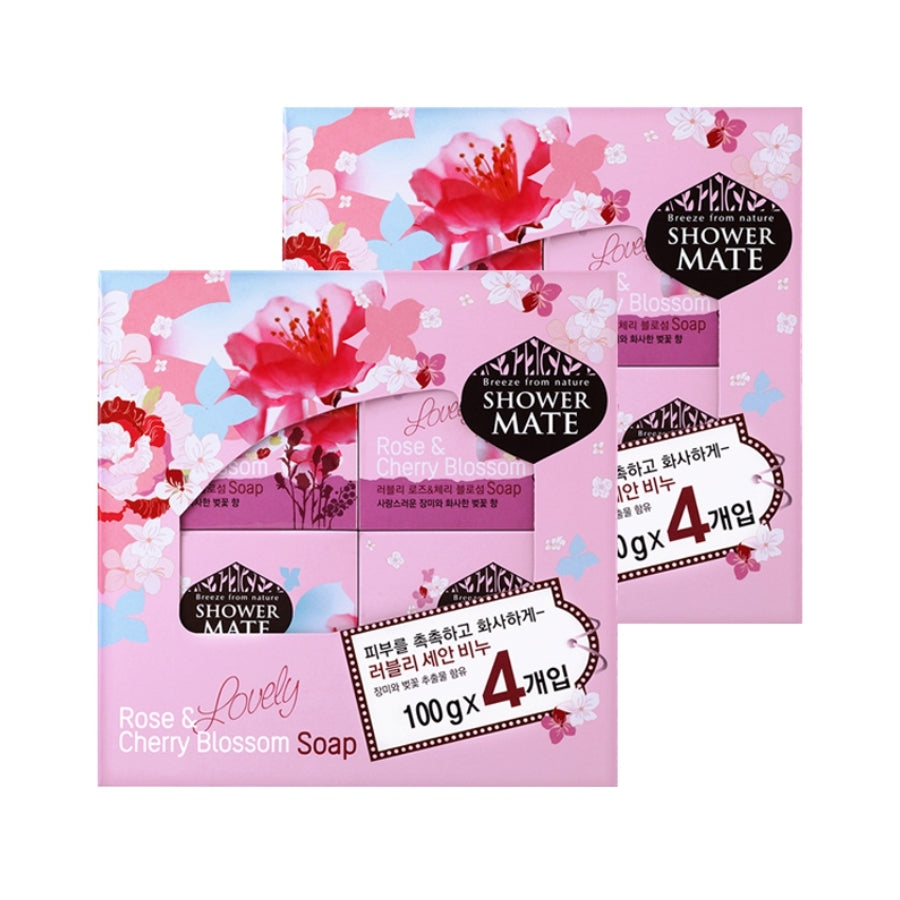 Shower Mate Lovely Rose & Cherry Blossom Soap 100g*4Pcs/8Pcs/12Pcs