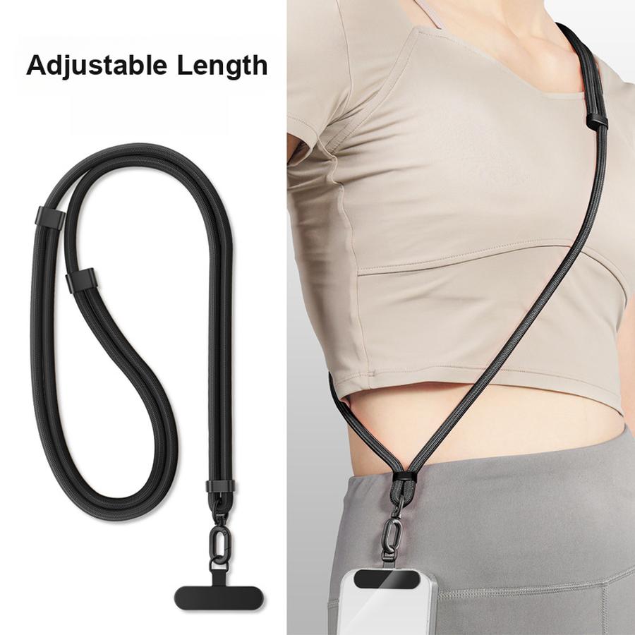 Handy-Lanyard Verstellbares Crossbody-Nackenband Seil mit Edelstahl-Pads Anti-Verlust Anti-Diebstahl Geflochtenes Seil