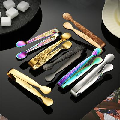 1PC Multicolor Hammer Pattern Ice Cube Clip Stainless Steel Sugar Clamp Bar Ice-Cube Tongs Coffee Tea Food Serving Tools Barware
