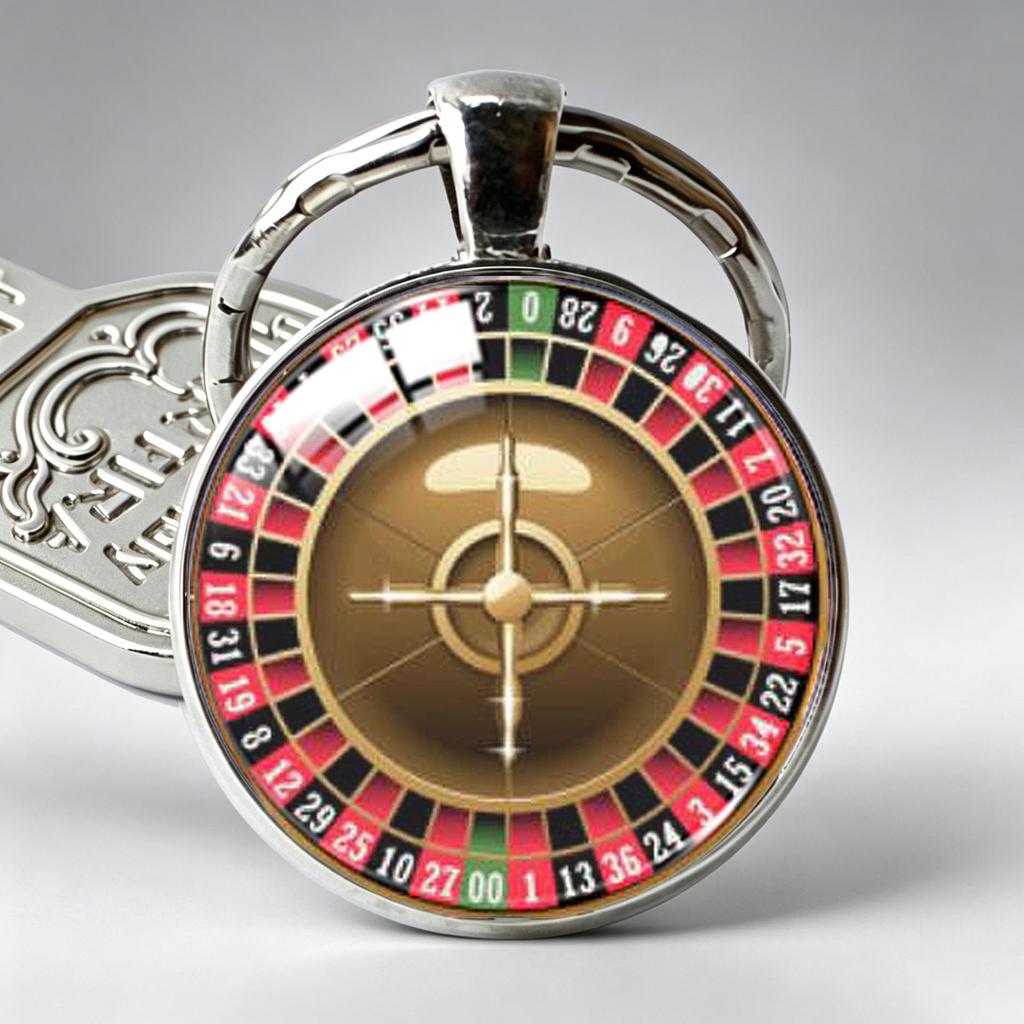 Roulette Wheel Embossed Keychain: Trendy Time Gem & Creative Metal Pendant Accessory