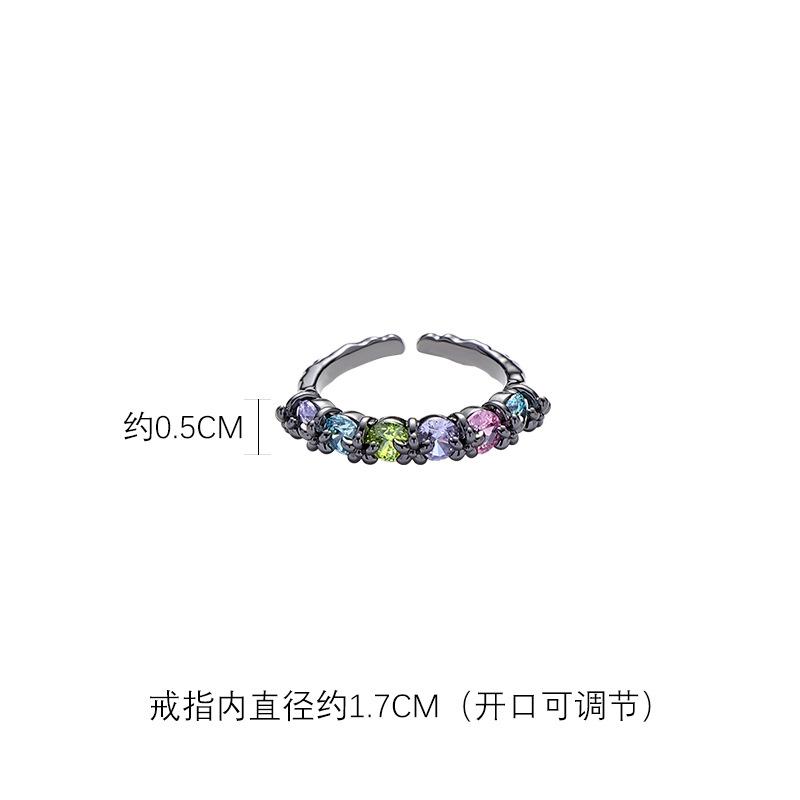 Color zirconium geometric ring cold wind index finger ring temperament open hand wholesale zircon diamond jewelry