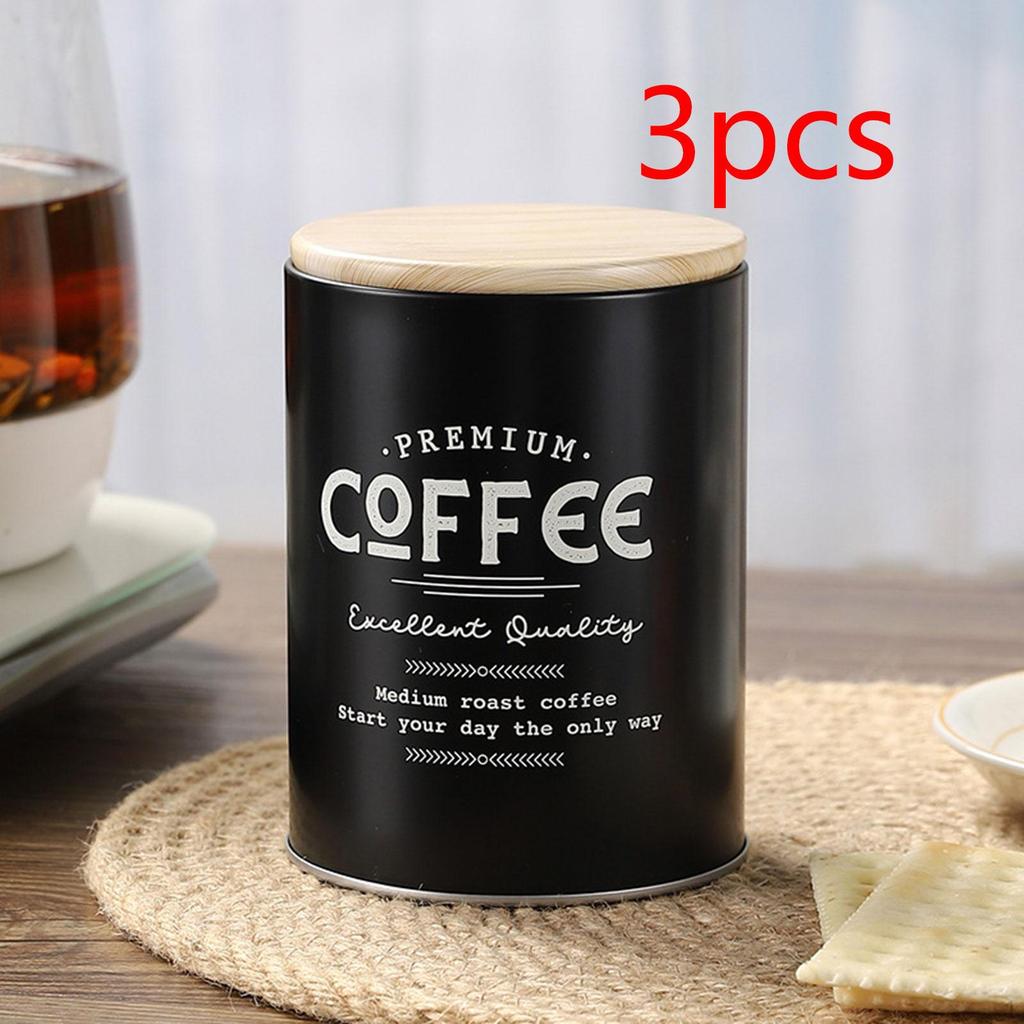 3 Piece Farmhouse Countertop Kitchen Canister Set, Rustic Large Coffee Jar Set for