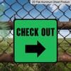 2D Flat 1pc Square Metal Hanging Aluminum Plaque, Green CHECK OUT Right Arrow Directional Sign, Direction Indicator Decor for Grocery Store