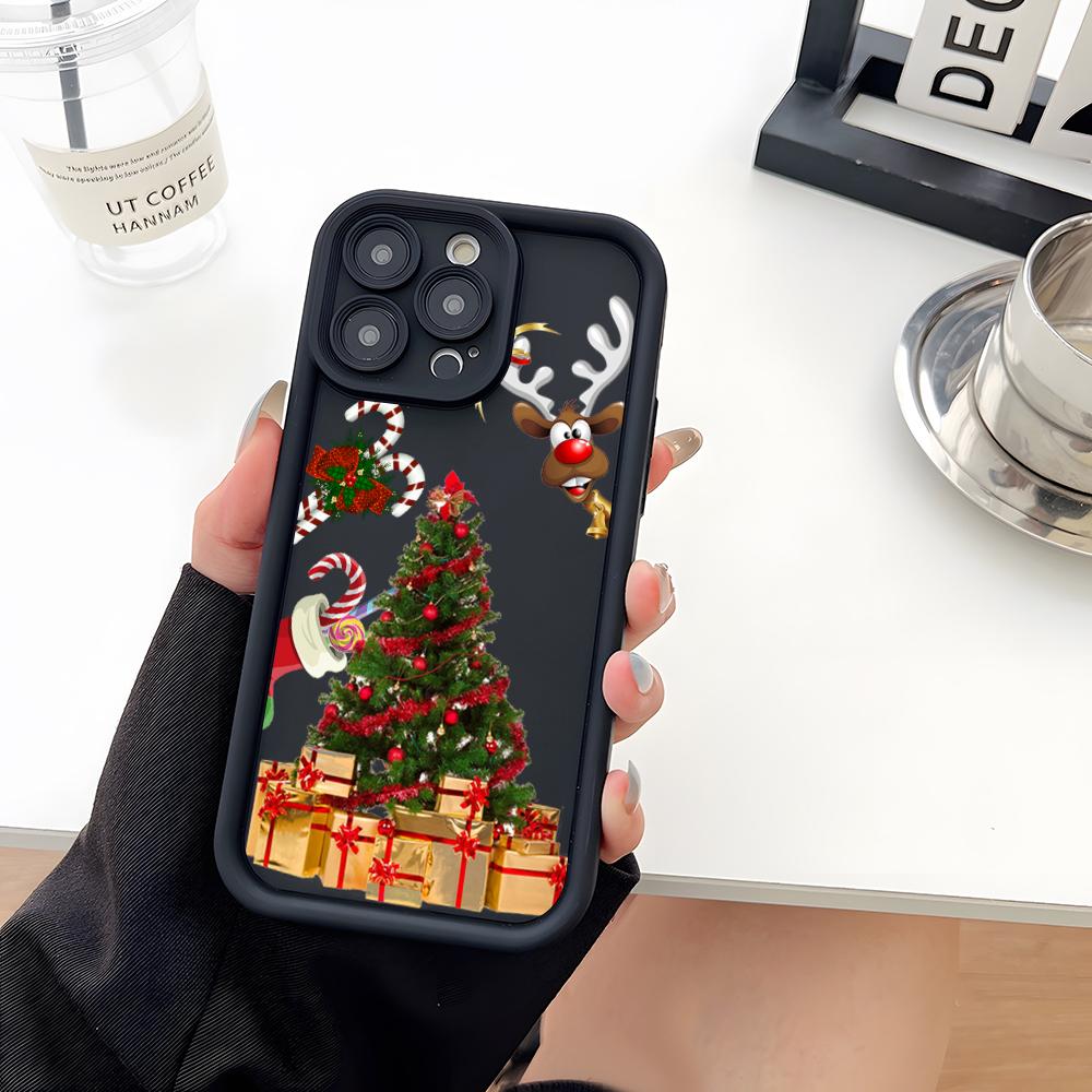 Coque de téléphone Père Noël Arbre de Noël Silicone Souple Pour IPhone 17 16 15 14 13 12 Mini 11 Pro Max Plus Protection Objectif Caméra Cov