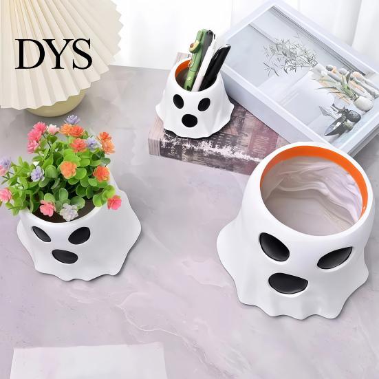 Kindergarten Party Supplies Ghost Candy Bucket Decor, Halloween Planter Vase Cute Holiday Decorative Prop for Home Bucket, Bowl Indoor Outdoor Display