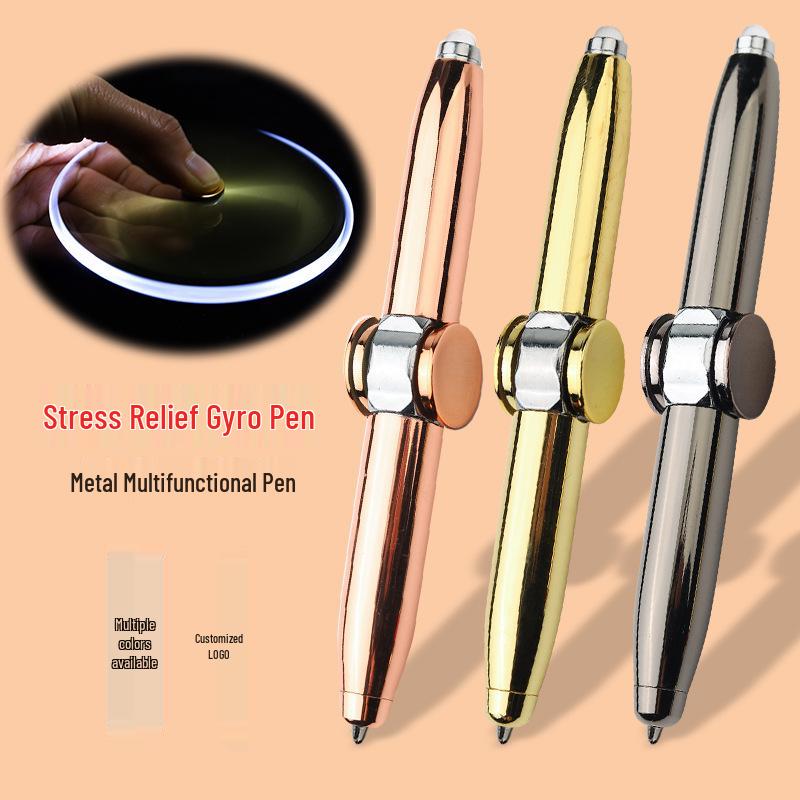 Luminous Rotating Spinner Pen with Flashing Belt Light and Decompression Function