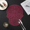 Halloween Skull PVC Placemats Hot Gold Skeleton Waterproof Anti-scald Heat Insulation Mats Table Decoration and Accessories