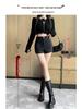 2023 Women's High-Waisted Black Suit Shorts - Sexy Wide-Leg Boot Pants for Autumn/Winter