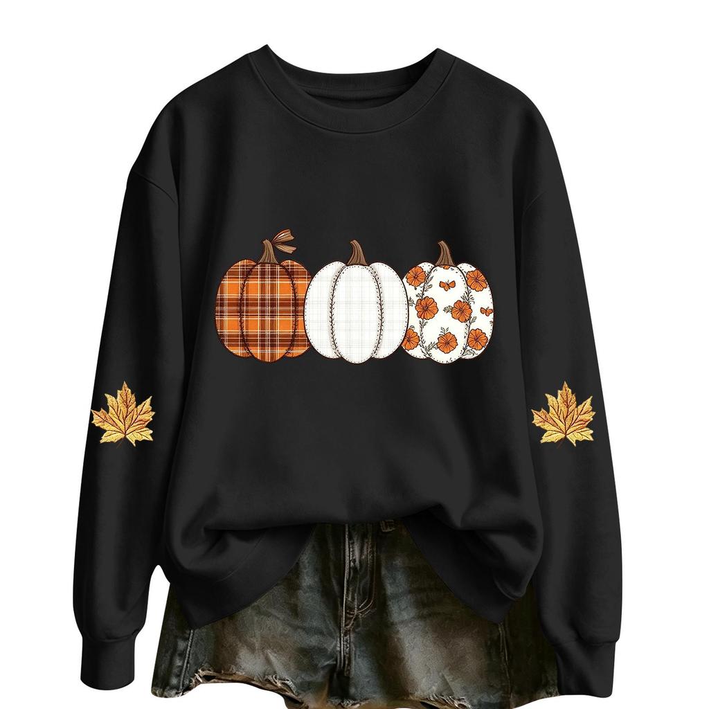 Women's Casual Long Sleeve Halloween Print Neck Top