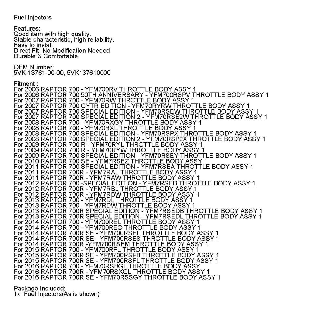 Kraftstoffeinspritzdüsen Passend für Yamaha Raptor 700 700R 2006-2016 5VK-13761-00-00