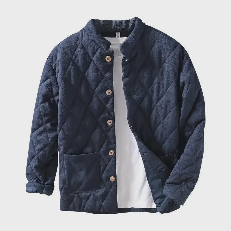 L113 Men's Retro Chinese Stand Collar Casual Cotton Coat