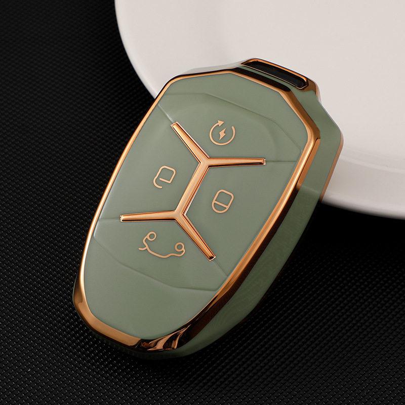 Compatible with Lynk & Co 01/02/03 Key Case, 2021 Model, Gold-Edge Style, Car Key Chain Buckle for Men and Women.