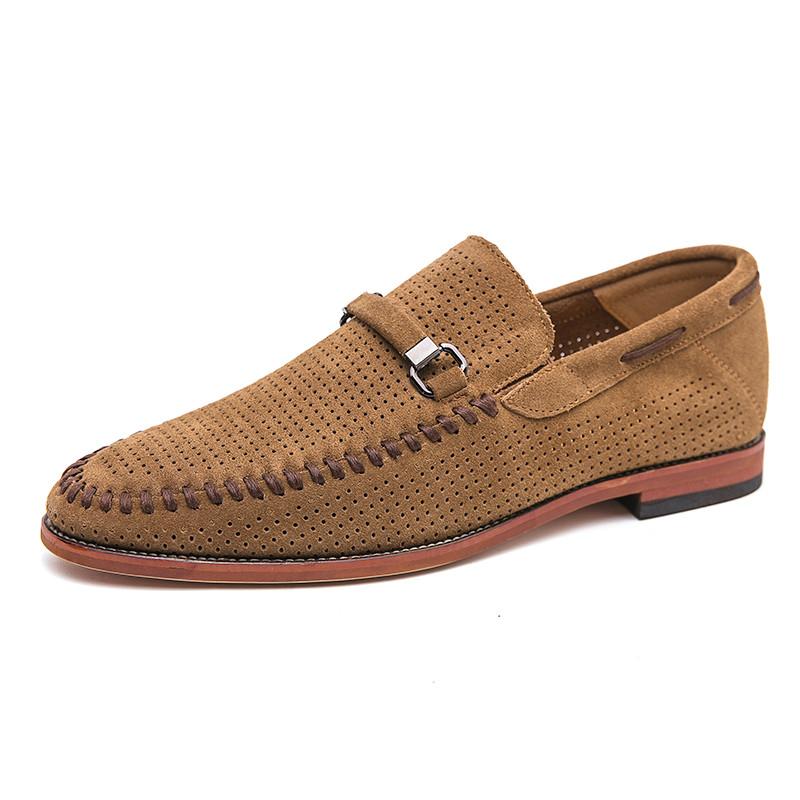 Fashion High Quality Casual Suede Leather Shoes Men Handmade Designer Green Loafers Men Flat Mocasines Breathable Formal Man Shoes 2024