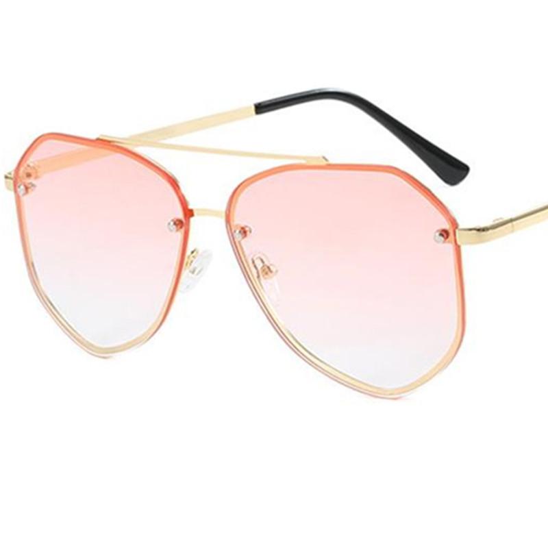 Fashion Sunglasses Double Beam Sun Glasses Anti-UV Spectacles Alloy Frame Eyeglasses Personality Gradient Lens Ornamental