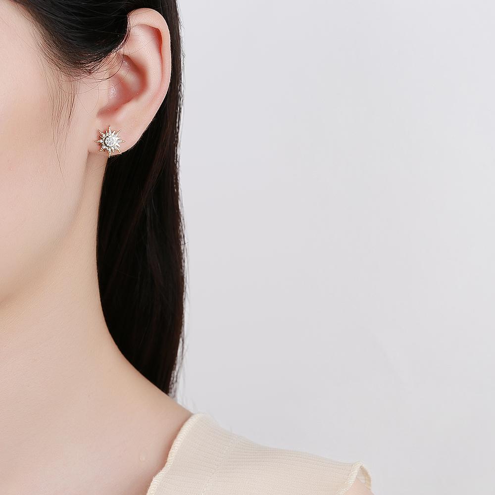 Fashion Earring for Women Snowflake Stud Sun Flower Earring  Original Sterling Silver Anniversary Jewelry Sterling Silver Jewelry