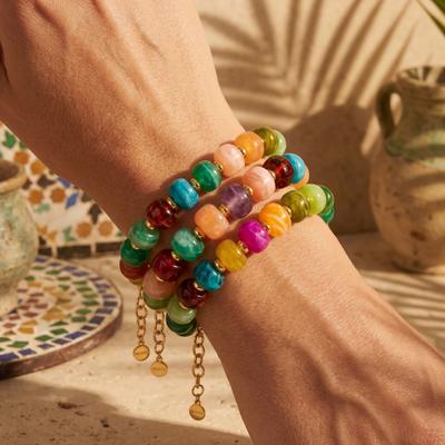 Boho Beaded Bracelets Colorful Acrylic Beads Bracelets Adjustable Length Lightweight Bracelets Lightweight Jewelry