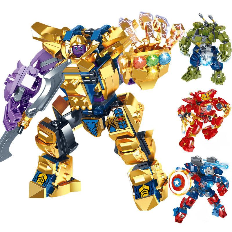 Anime Figure Building Block Set Children Kid Gift Present Toy Super Hero Scale Model Iron Hulk Thanos Captain Figurine Compatible with