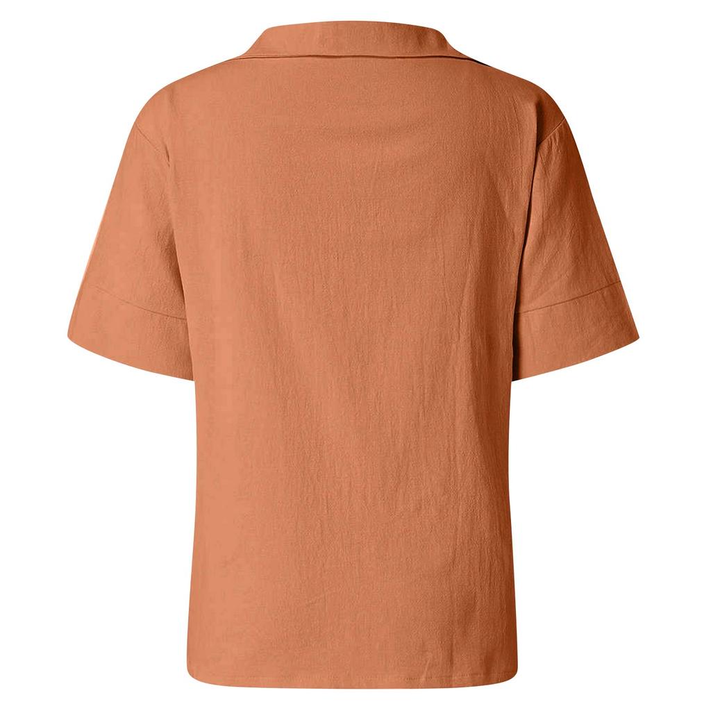 Women's Fashionable Casual Loose Fit Comfortable V Neck Shirt Versatile Three Quarter Sleeve Plus Size Top