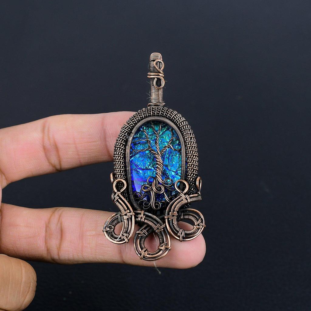 Australian Triplet Opal 999 Copper Wire Wrapped Pendant, Handmade Gemstone Jewelry Pendant Gift For Birthday