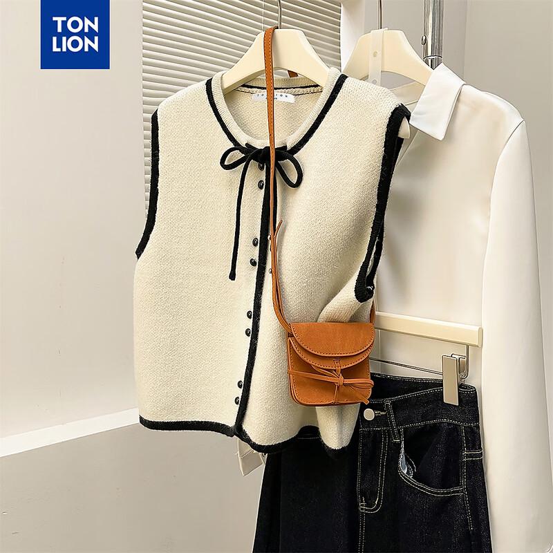 

TonLion Women s Contrast Trim Cardigan Vest L