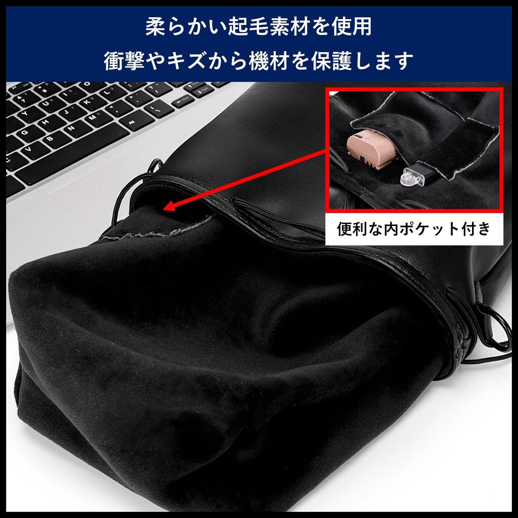 Rowaica Camera Bag Drawstring Shoulder Camera Pouch Camera Storage Camera Case Mirrorless SLR (L)