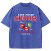Cherries Cotton Washed TShirts Woman Red Fresh Fruit Tees Letter Prints Tops Crewneck Oversized T Shirt Street Female Clothes