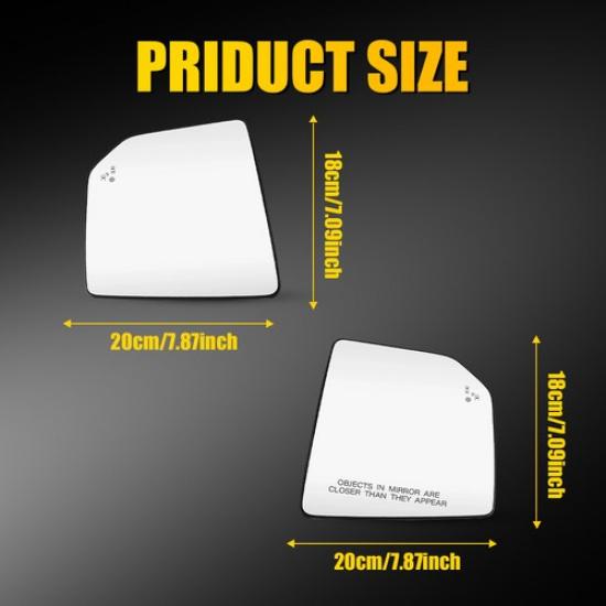 Mirror Glass Heated Blind Spot For 2015- Ford F150 Driver Passenger Side 2X
