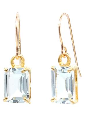 Miwaki Earrings for Women Simple Hook Rectangle Gemstone Natural Stone K14GF K14 Gold Filled Accessories Made In Japan Gold Light Blue K14gften01 Sky
