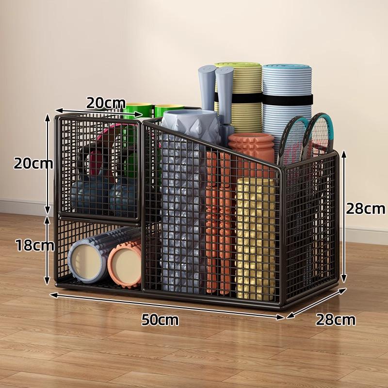 Estante de Chão para Armazenamento de Basquete e Prateleira de Brinquedos para Equipamentos Esportivos e Tapetes de Yoga