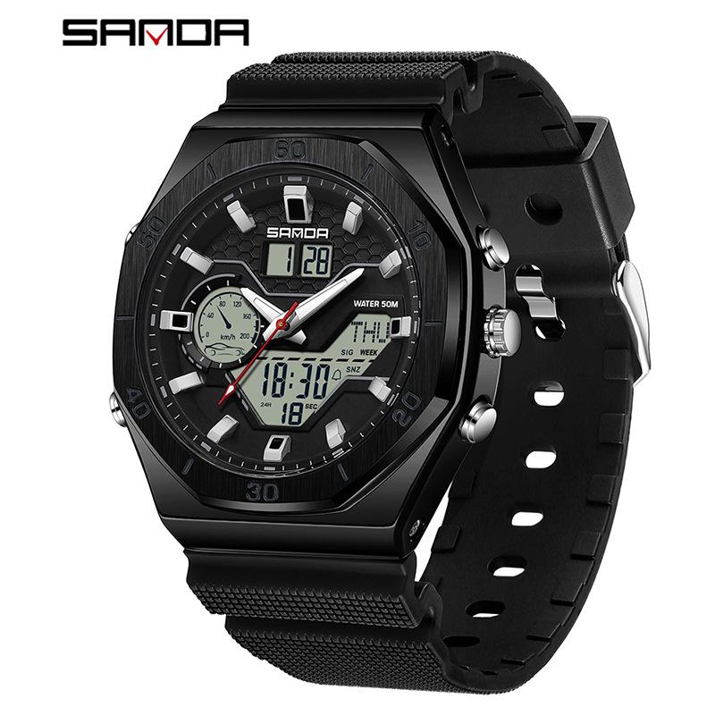 SANDA Multifunctional Sports Watch - Large Dial, Luminous, Waterproof Design for Students.