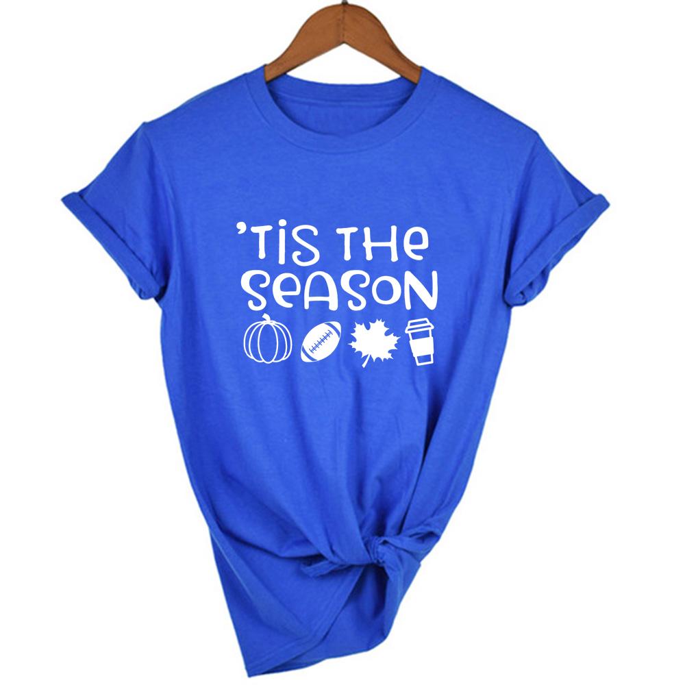 The Season Pumpkin Coffee Print Women T Shirt Autumn Graphic T Shirts Fall Harajuku Tees Aesthetic