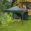 Garden Gazebo 3x3 M With Adjustable Height 1 Side Wall Waterproof 4 Sand Bags And Carry Bag Green