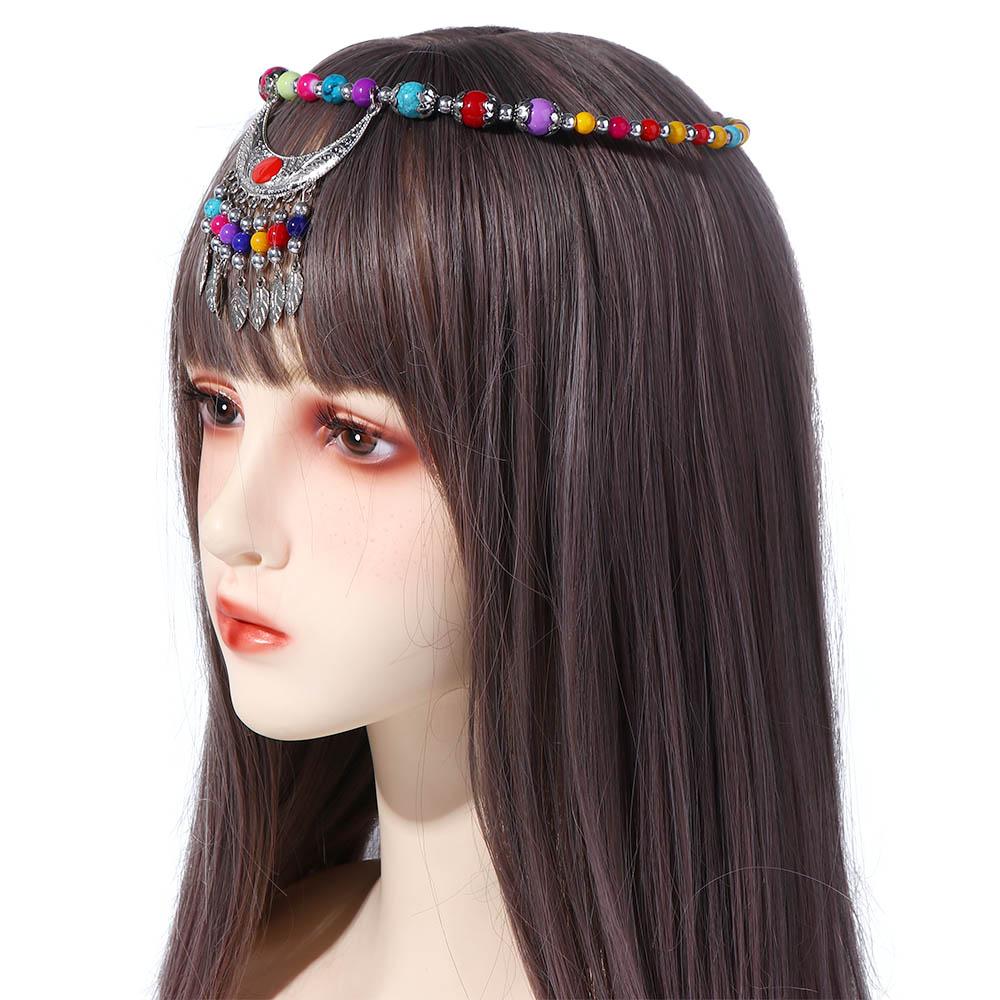National Style Fringed Chain Headband Eyebrow Pendant Fashion Jewelry Women Necklace Forehead Chain