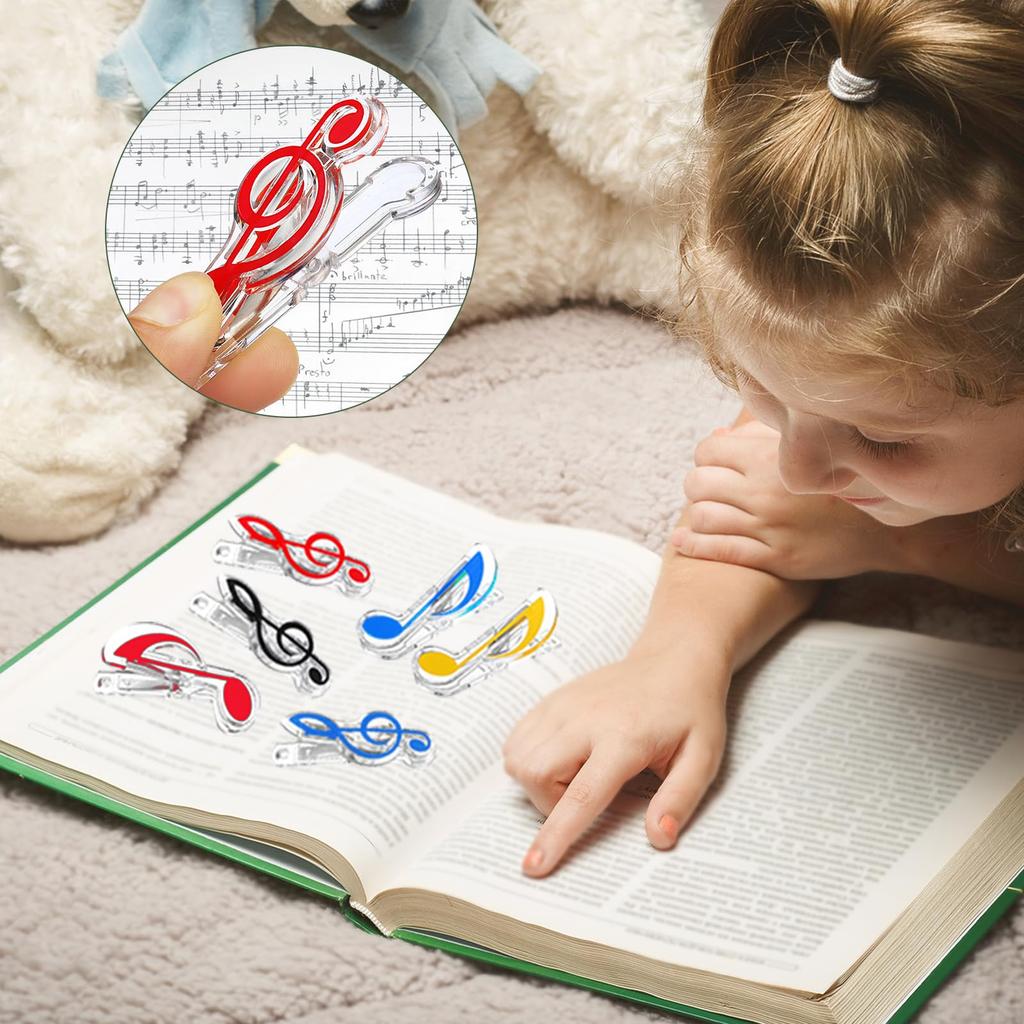 YOKIVE Musical Note Plastic Sheet Music Perfect for Decoration and Ideal for Rooms X 40-Pack Clips, Clips, Marking, Offices/Piano (5 Colors, 2.8 1.2