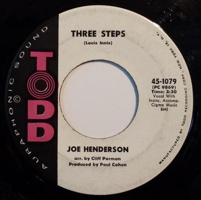 7inch Record JOE HENDERSON  Three Steps 451079 Todd 1962 US SoulFunk Used
